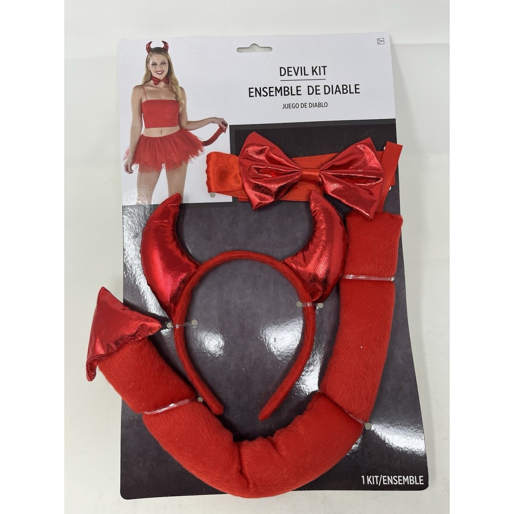 Devil Costume Kit Tail, Horns, And Bow Tie Dress Up Halloween Costume Accessory